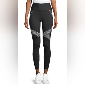 Avia Black High-Waist Leggings with Stripe Accents
